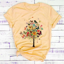 Load image into Gallery viewer, New Fashion Women Clothes Butterfly Tree T Shirt - GoHappyShopin
