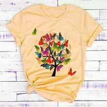 Load image into Gallery viewer, New Fashion Women Clothes Butterfly Tree T Shirt - GoHappyShopin
