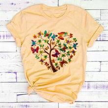 Load image into Gallery viewer, New Fashion Women Clothes Butterfly Tree T Shirt - GoHappyShopin
