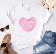Load image into Gallery viewer, Women Heart Flower Print Short Sleeve T-shirt - GoHappyShopin
