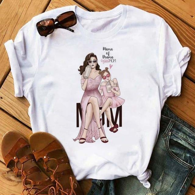 Cute Women Cartoon Mom T Shirts - GoHappyShopin