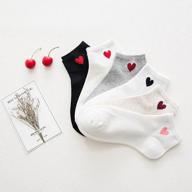 Women Red Heart Cute College Fresh Female Socks Hot Sales - GoHappyShopin