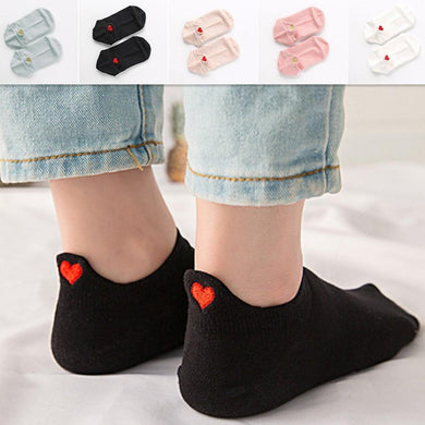 Cute Heart Pattern Women Cotton Casual Breathable Socks - GoHappyShopin
