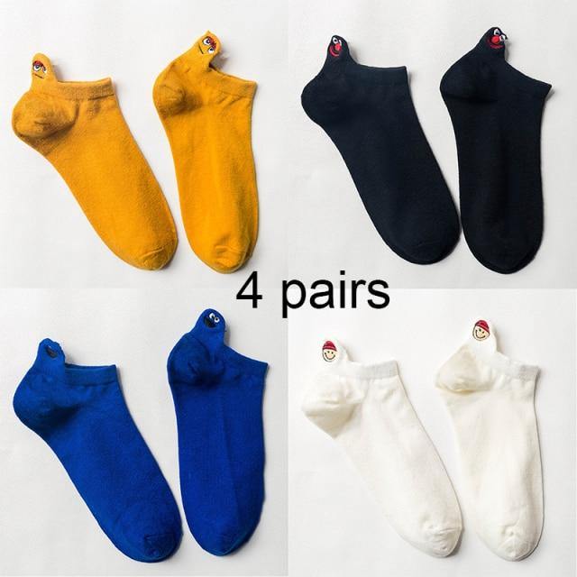 4 Pairs Women Fashion Cute Heart Sock - GoHappyShopin