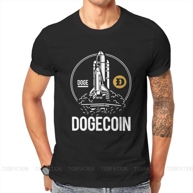 Men’s Fashion Dogecoin Cryptocurrency Rocket To The Moon Hipster T-Shirt - GoHappyShopin