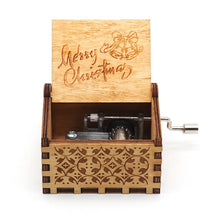 Load image into Gallery viewer, Merry Christmas Wooden Hand Crank Music Box - GoHappyShopin
