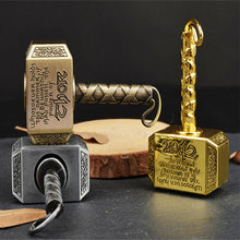 Load image into Gallery viewer, Thors Battle Hammer Fidget Hand Spinner Keychain Toy - Antique Brass - GoHappyShopin
