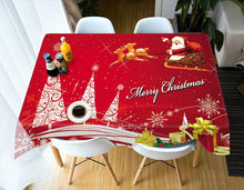 Load image into Gallery viewer, Top Christmas Gifts 3D Red Christmas Tablecloth Dustproof Thicken Cotton Rectangular/Round Design - GoHappyShopin
