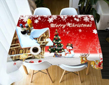 Load image into Gallery viewer, Top Christmas Gifts 3D Red Christmas Tablecloth Dustproof Thicken Cotton Rectangular/Round Design - GoHappyShopin
