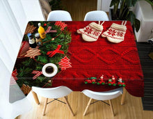 Load image into Gallery viewer, Top Christmas Gifts 3D Red Christmas Tablecloth Dustproof Thicken Cotton Rectangular/Round Design - GoHappyShopin
