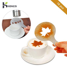 Load image into Gallery viewer, Coffee stencil Cafe barista Tools latte Art Maker 16Pcs - GoHappyShopin
